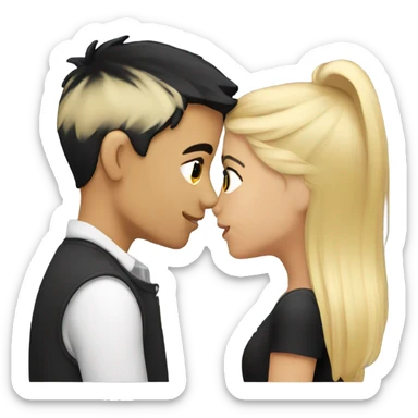 Girl with blonde hair kissing boy with blac hair sticker