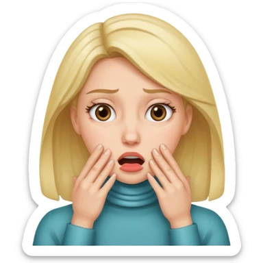 lady rolling her eyes with hands over throat  sticker