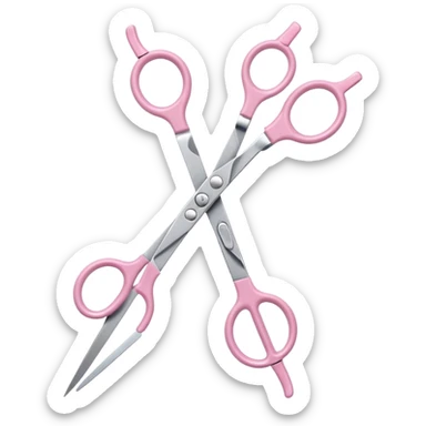 chrome hairdressing scissors with pastel pink handles, iOS Apple emoji style sticker
