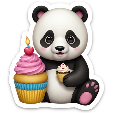 panda with cupcake sticker