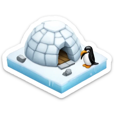 Igloo with a penguin sticker
