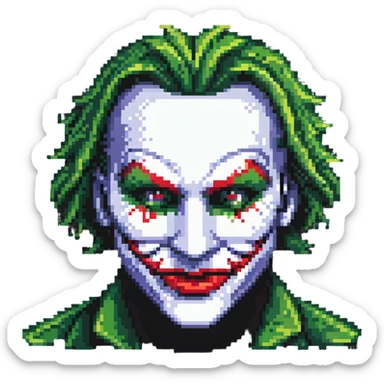 hacker with half red half green joker mask sticker
