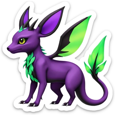 Dark Edgy Salandit-Leafeon-Umbreon-Fakémon-hybrid-creature (full body)  sticker