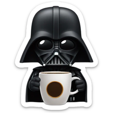 Dark Vader dando los buenos dias con una taza de café sticker