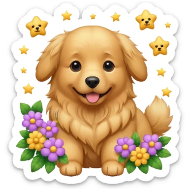 Собака із квітами і зірками sticker