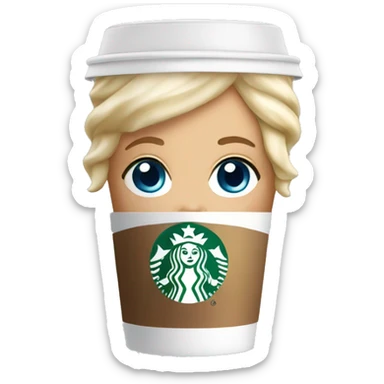 Starbucks cup drink with blonde girl blue eyes  sticker