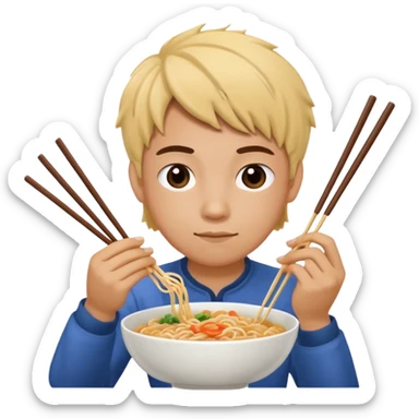 Create a person having noodles dinner. sticker