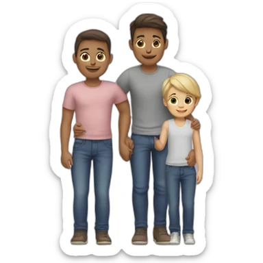 Gay couple with two kids Eiffel Tower  sticker