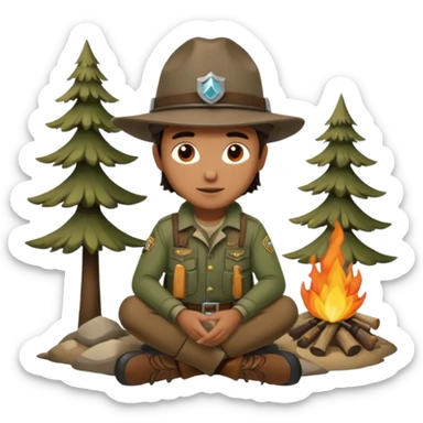 mountain ranger at campfire sticker