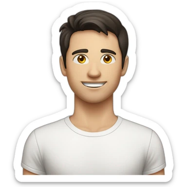 dark-haired-white-young-man-in-white-t-shirt-victory sticker