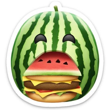 Watermelon eating a burger sticker