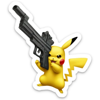 Pikachu with dollar gun toy sticker