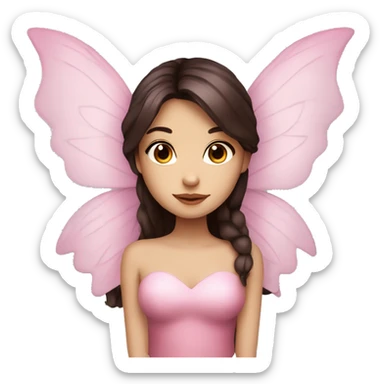 Beautiful, rose, fairy, pink, long dark brown hair, big wings, fair skin sticker