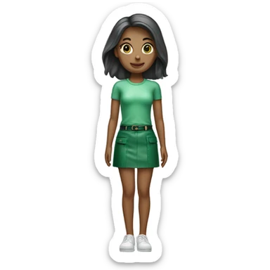 Green leather mini skirt isolated sticker