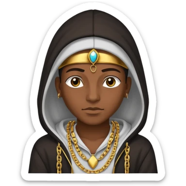 Egyptian Pharoah in hoody with gold chains sticker