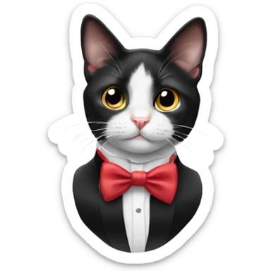 Tuxedo cat wearing a bow tie sticker