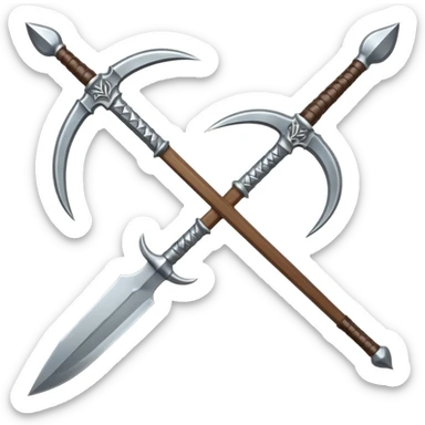 CREA UN ARSENAL DE ARMAS PERO QUE TENGA ESPADAS, CUCHILLOS Y ARCOS Y LANZA sticker