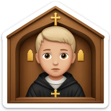 Chico en un confesionario católico sticker