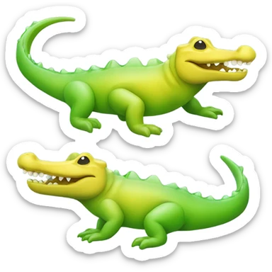 a yellow-fading-into-green gummy alligator sticker