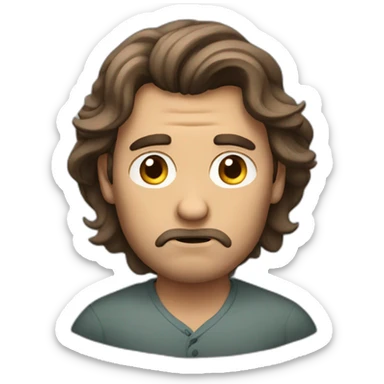 grumpy Man with long curl brown hair without moustache sticker