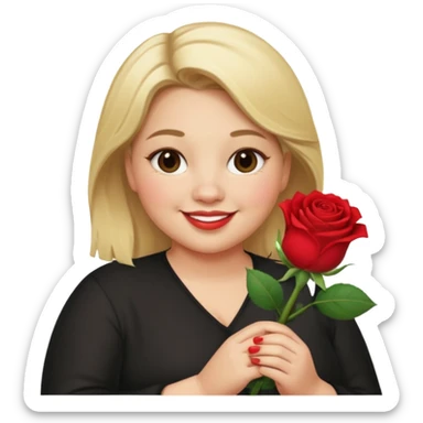 ash Trevino is a fat girl with blonde hair and has a rose in her hand  sticker