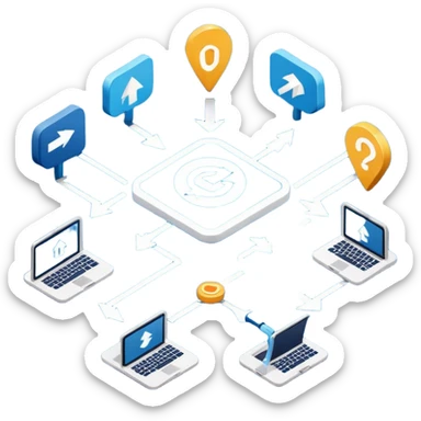 supply chain with connected points and arrows symbolizing logistics supply chain sticker