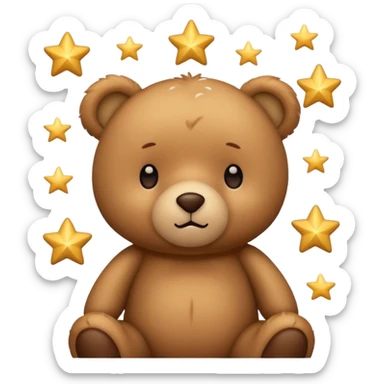 A little teddy bear which seems a bit confused with stars over his head like he just fell  sticker