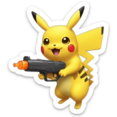 pikachu shooting nerf gun sticker