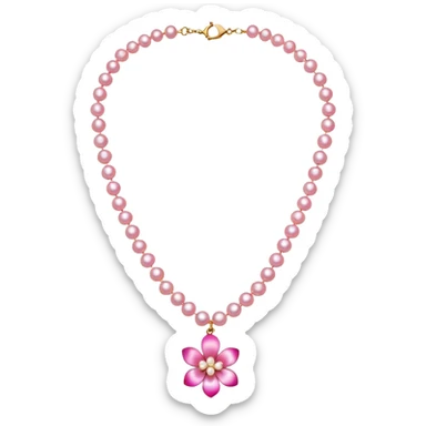 bright pink pearl necklace with mini flower in middle sticker
