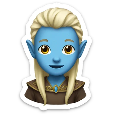 elve with blue skin and long blond hai sticker
