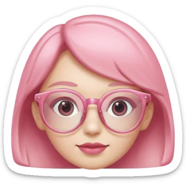 A 3D cartoon rose-pink spectacle with glossy curved frames and soft reflections, feminine Memoji-style rendering., negaive  characters sticker