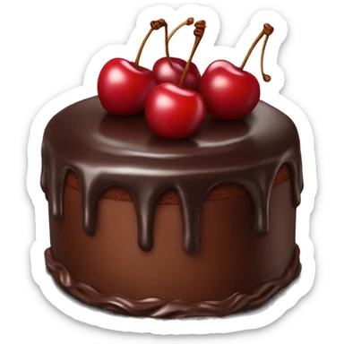 Creat a chocolate cake with cherry on top sticker