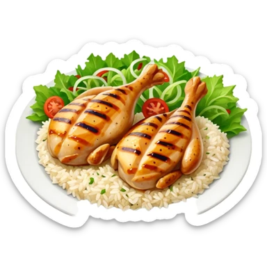 Grilled chicken and rice with salad sticker