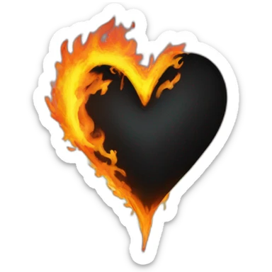 Black heart on fire with signature „H33“ sticker