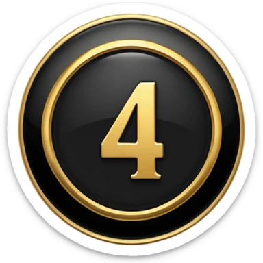 Make a round badge for a paid subscription out of black stone and gold with the number 4 sticker