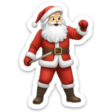 Father Christmas doing fencing sticker