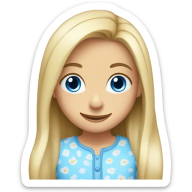 smiling girl in pajamas blue eyes sticker