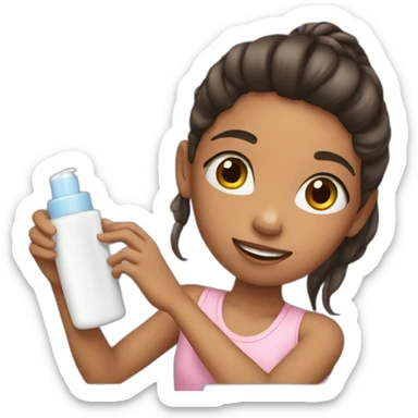 girl using lotion sticker