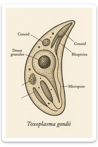 Toxoplasma gondii, che infetta tutti gli animali a sangue caldo, compreso l'essere umano in italiano sticker