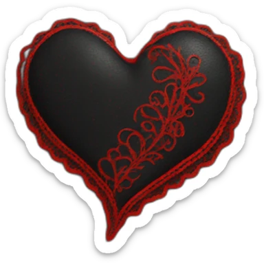 black leather heart with red lace overlay sticker