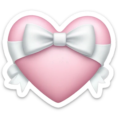 Pastel pink heart with white bow sticker