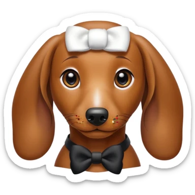 Dashshund with a piercing and a black bow on of its ears  sticker