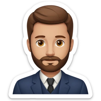 emoji of a 30-year-old man, mature appearance, gentleman features, brown hair, beard, friendly expression sticker