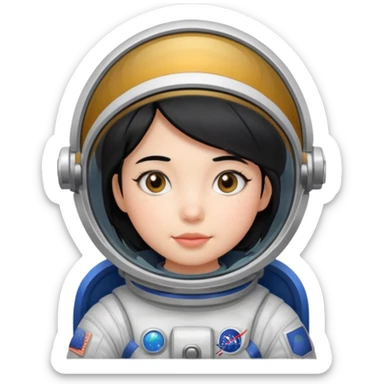 Astronaut girl kid with black hair sticker