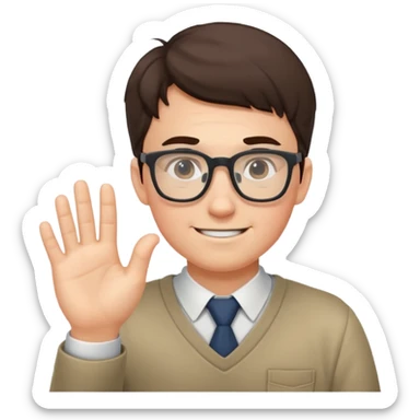 NERD WITH GLASSES USING ONE HAND PUSH sticker