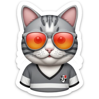 Güneş gözlüğü takan beşiktaş formalı gri beyaz kedidi sticker