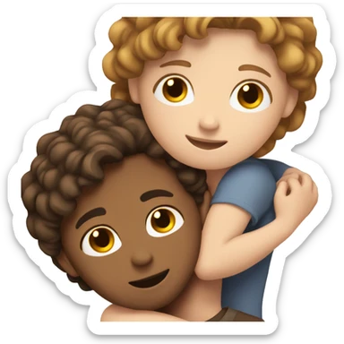 White girl with brown hair hugging white guy with brown hair sticker