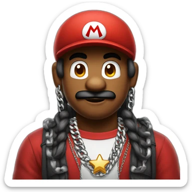 mario as a rapper with silver chains sticker