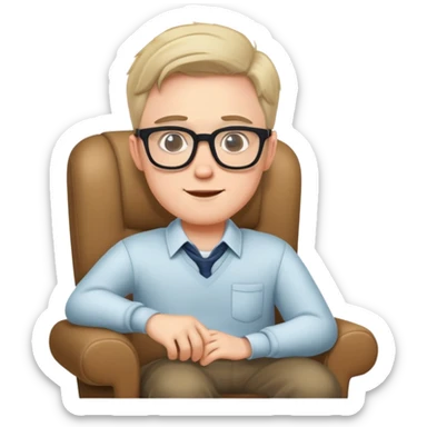 A nerdy white guy sitting in a chair sticker