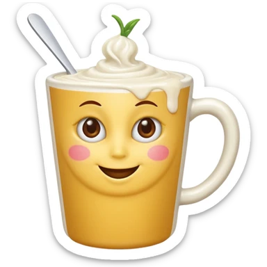 a cup of ranch dressing, anthropomorphic with flirty eyes, playful smile, suggestive pose, fun and cheeky, emoji style sticker